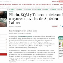 Fibria, SQM y Telecom hicieron las mayores movidas de Amrica Latina